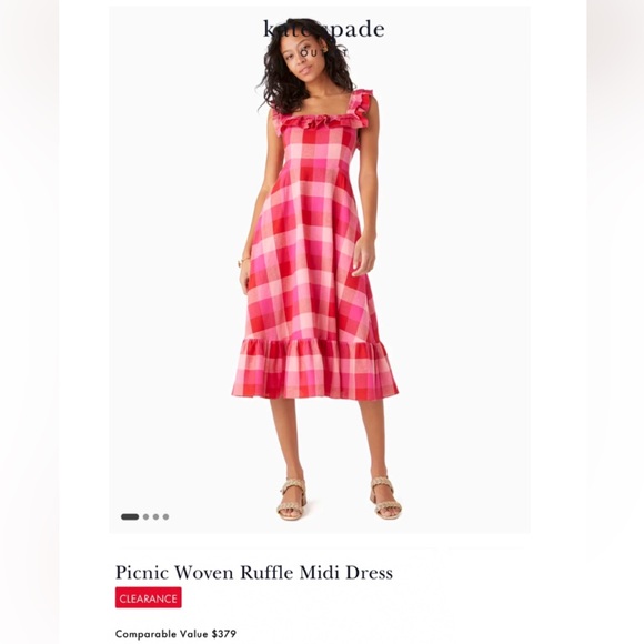 KATE SPADE ♠️ Picnic Woven Ruffle Midi Dress - Picture 9 of 12